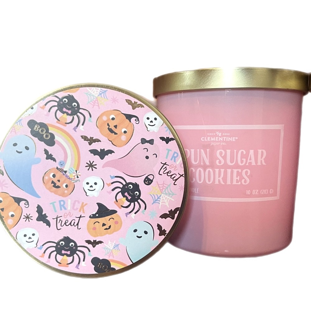 CLEMENTINE 🧙 10 Oz. Spun Sugar Cookie Fall Halloween Jar Candle Decorative Lid